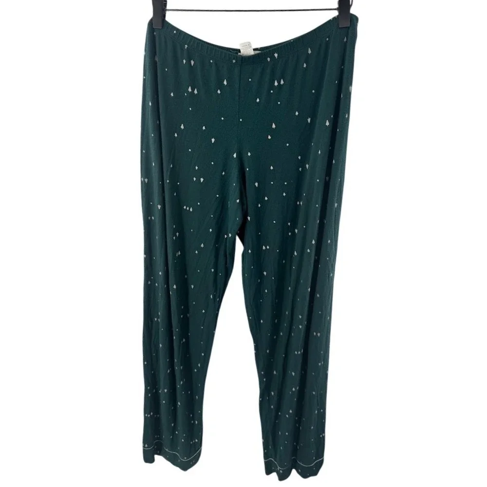Eberjey Gisele Long Sleeve Pajama Set Green Tree Print Modal Jersey Large